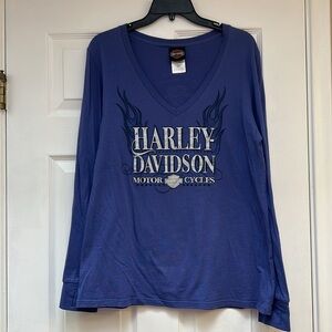 Harley-Davidson Women's V-neck Long Sleeved T-Shirt-Size XL